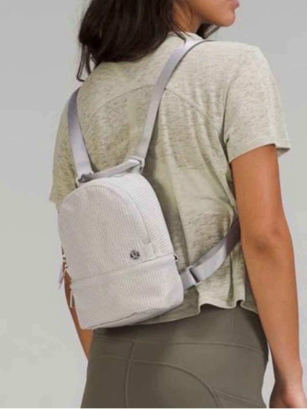 Lululemon Light Gray Grid Convertible Crossbody Mini Backpack -  Everyday